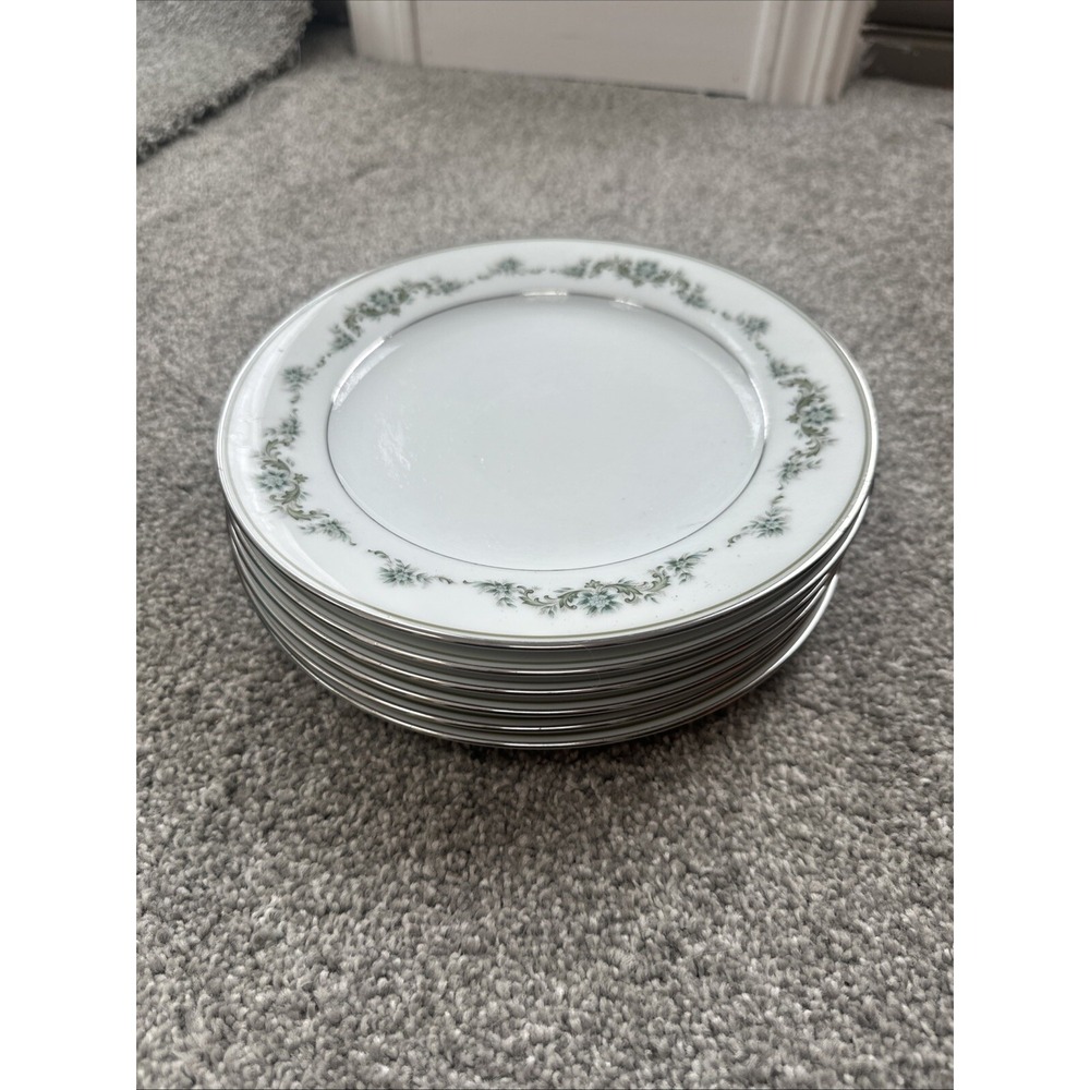 Noritake Porcelain China 6875 Thea w/Platinum Salad Plates Set Of 6